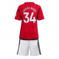 Manchester United Donny van de Beek #34 Domaci Dres za djecu 2023-24 Kratak Rukav (+ Kratke hlače)